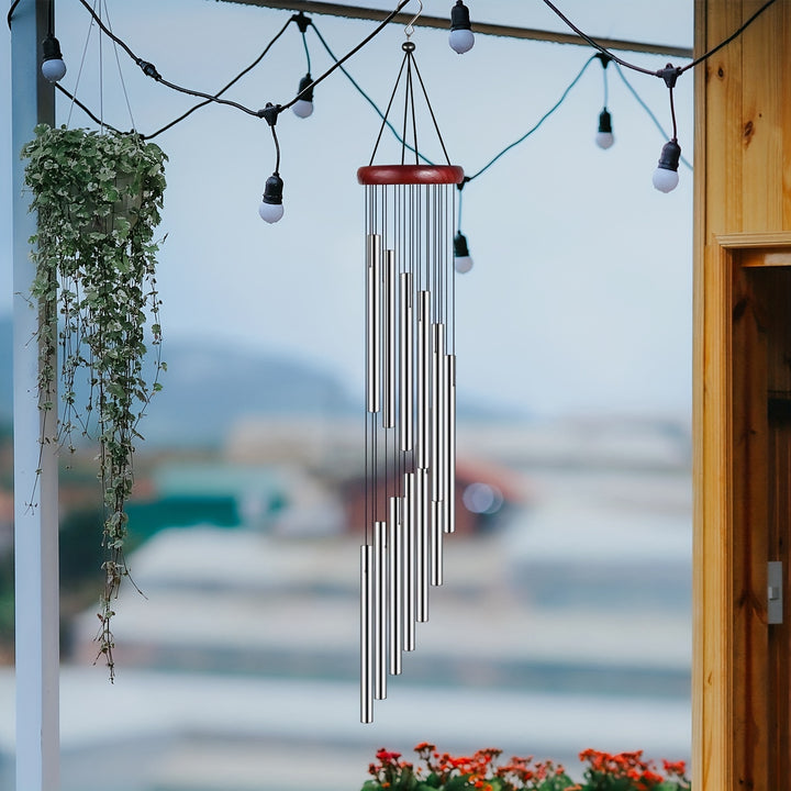 Outdoor Sympathy Wind Chimes, Equipped With 12 Aluminum-golden Tubes And Hooks, Used For Home, Patio, Garden, Outdoor Memorial Gift Decoration.