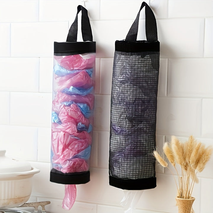 Plastic Bag Organizer 1pc Plastic Bag Holder, Mesh Hanging Storage Distributor, Foldable, Breathable, Washable Hanging Mesh Garbage Bag Organizer, Suitable for Kitchen Plastic Bag Storage