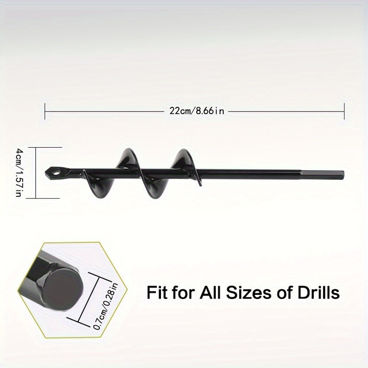 1pc Solid Steel Shaft Spiral Drill Bit, 3/8" Hex Drive Garden Plant Auger Drill Bit, Black Hex Driver Drill, Cement Board Drill, Planter, Hex Bit Organizer