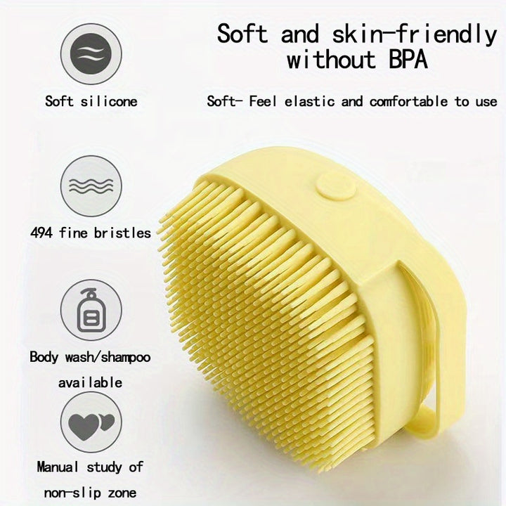 Ergonomic Silicone Shower Brush with Lid - Soft, Non-Slip Handle for Safe Grip - Perfect for Exfoliating & Massage