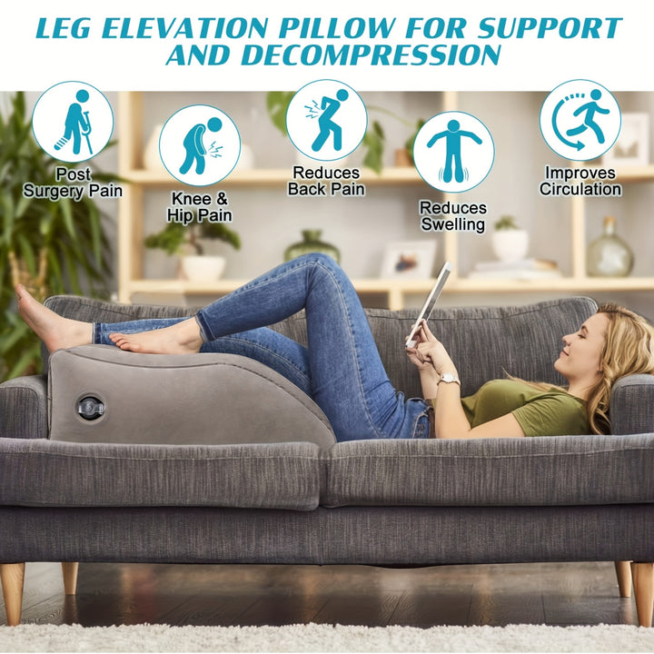 1pc Inflatable Comfort Leg Elevation Pillow - Ergonomic Wedge Design For Enhanced Blood Circulation, Leg Injury Recovery, And Relaxation - Portable With Storage Bag, Versatile, And Compact For Travel, Perfect Christmas, Hallo