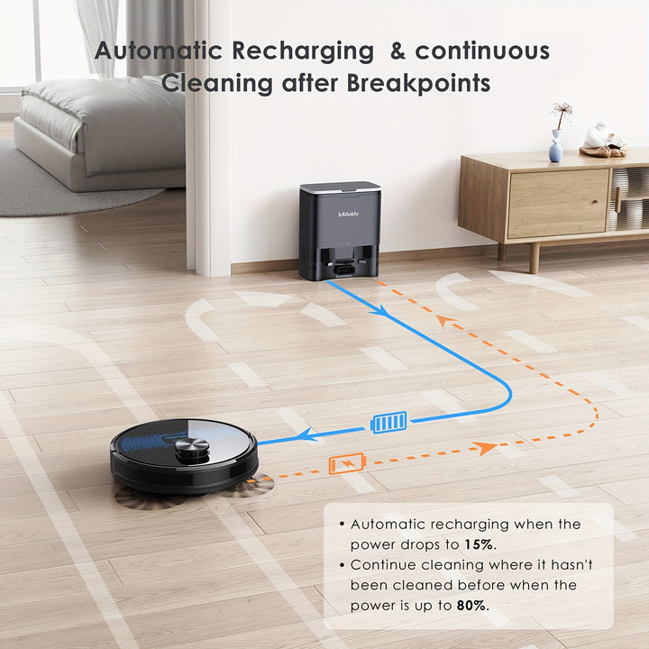 1pc Lubluelu SL60 Plus Robot Vacuum and Mop Combo, Self-Charging 3-in-1 Smart Robotic Vacuum with App Control, Wi-Fi, 4000Pa Strong Suction, Compatible with SmartThings, for Hard Floors and Carpet, Rechargeable Lithium Batter