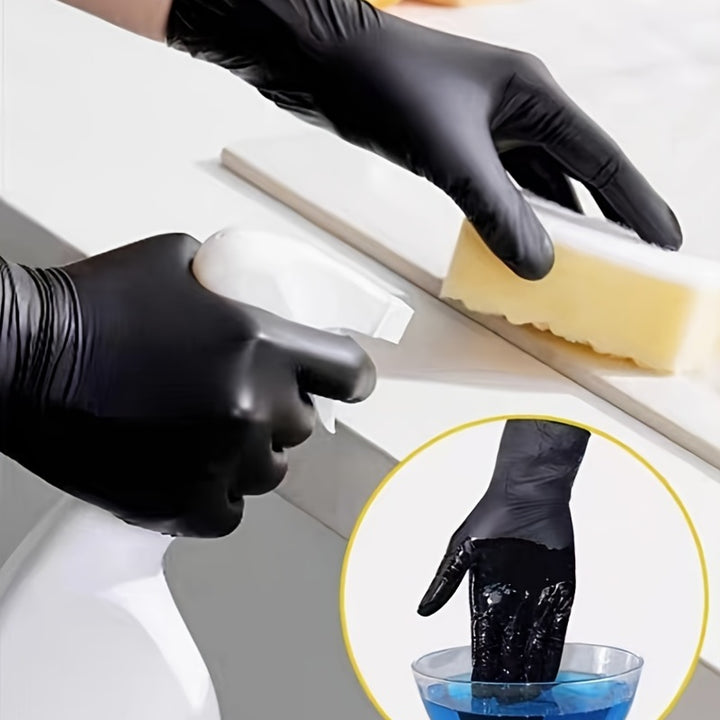 [Latex Free] Black Disposable Nitrile Gloves | 10/20/50pcs | Powder Free, Latex Free | Household Cleaning