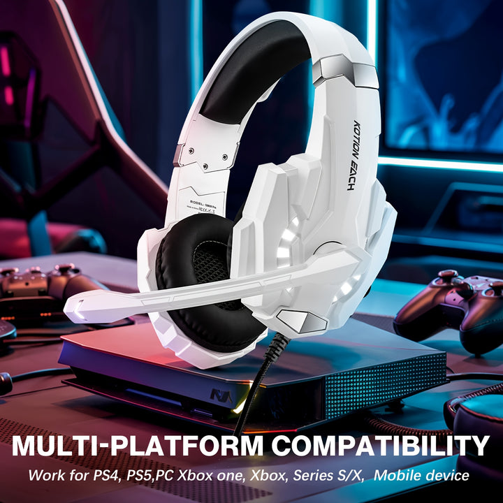 KOTION EACH G9000 Pro Gaming Headset, LED Light, 3.5mm Wired Stereo Headphones with Microphone, Anime/Movie/Video Game Theme, Sound Isolation, Push Button Volume Control, Tangle-Free Cable, with Compatible with Xbox Series X/