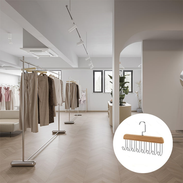 Heavy-Duty Space-Saving Hanger Hooks - Underwear, Hats, Bags Organizer - Sturdy Recycled Wood Hooks for Closet, Dorm, Retail Stores - Closet Organizer with Hanging Rack, Retail Display Accessories, Wave Pattern Design, Metal