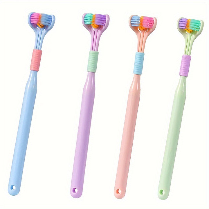 1pc Triple-Sided Soft Bristle Toothbrush for Gentle, Deep Cleaning - Travel-Friendly, Adult Oral Care