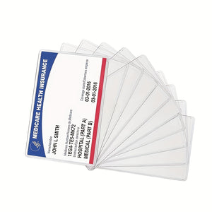 10pcs Clear PVC Water-Resistant Medicare Card Protector Sleeves, 12Mil Thick, Easy Insert Design - Transparent