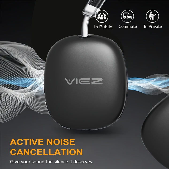 Wireless 40-Hour Rich Bass Gaming Headset - Over-Ear Design with Active Noise Cancellation, Crystal-Clear Calls & Type-C Charging - Compatible with Smartphones, Tablets, Gaming Consoles, Office Headset | Sleek Design | Soft E