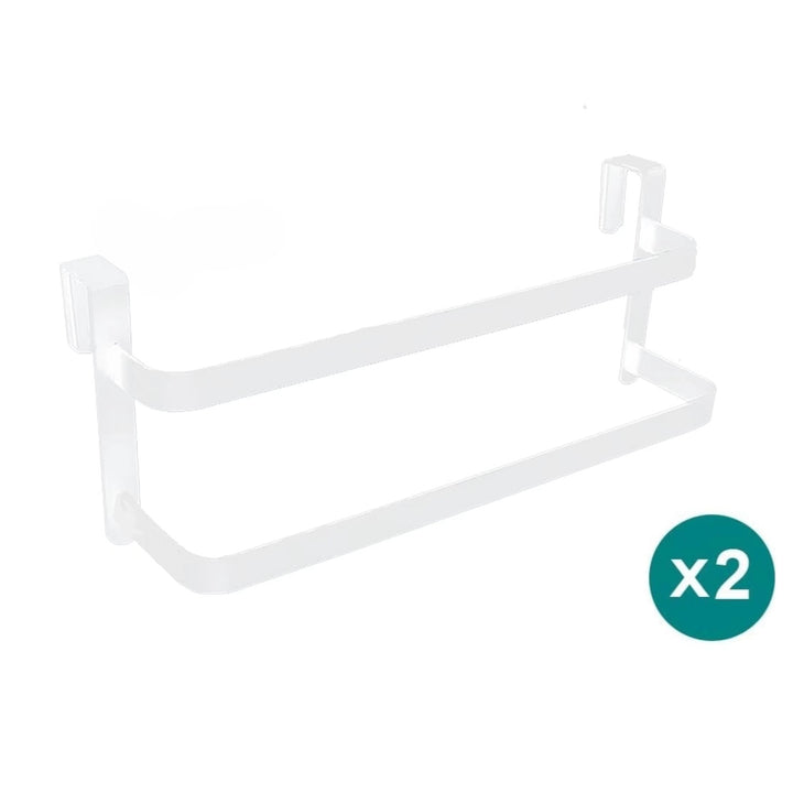 1pc/2pcs Kitchen Cabinet Towel Rack, Double Kitchen Towel Rack, Steel Cabinet Door Towel Rail, Bathroom Double Towel Rail Rack, Can Hold Hand Towels/Dish Towels And Towels, Shower Door Hanger