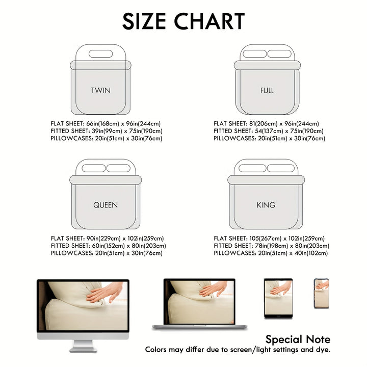 Ensemble de draps 6 pièces à poches profondes - Ensemble de draps de luxe ultra doux et lavable en machine - Draps brodés résistants au rétrécissement et à la décoloration