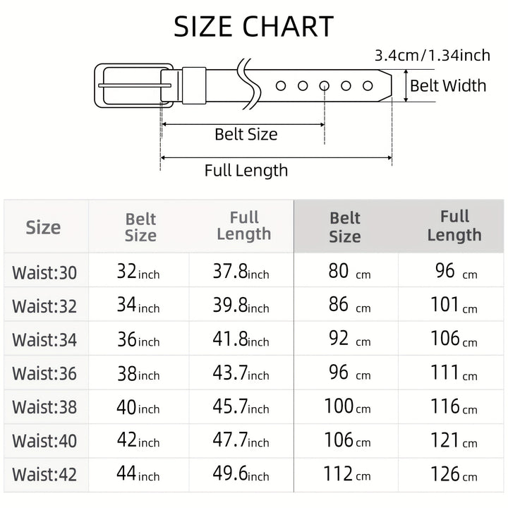 Men's Leather Belt, Fashion & Classic Casual Belt with Single Prong Buckle for Jeans, Pants, Work And Business, Gift for Dad & Husband