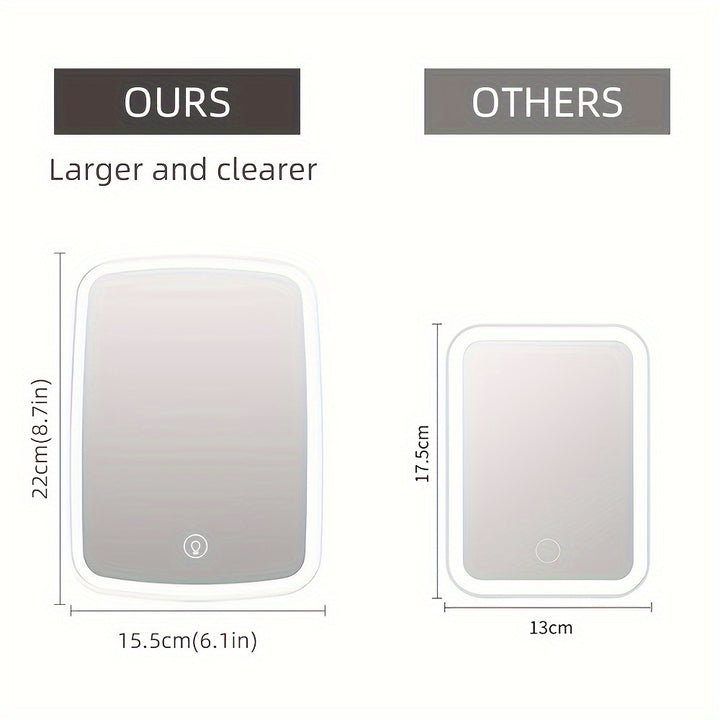 LED Desktop Makeup Mirror Adjustable Brightness USB Charging