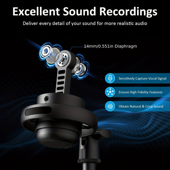 USB Microphone Studio Professional Condenser,Microphone for PC Gaming Mic for PS4/ PS5/ Mac/Phone, Brilliant RGB Lighting, Recording Streaming Gaming Karaoke Singing ME6S Mic