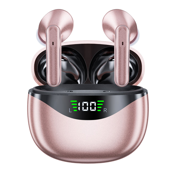 1 Pair LIFEBEE True Wireless Earbuds with Digital LED Power Display, TWS In-Ear Headphones with ENC Noise Cancelling, Built-in Condenser Mic, Sports Exercise Earphones with Deep Bass, Type-C Rechargeable Case, 300mAh Lithium