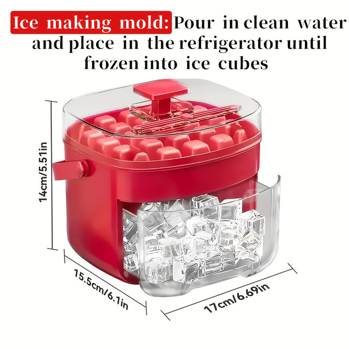 48 Extra-Large Ice Maker - Double Layer, Food Grade Plastic Storage Tray - Portable Design For Beverages, Tea & Coffee, Essential Kitchen Gadget.