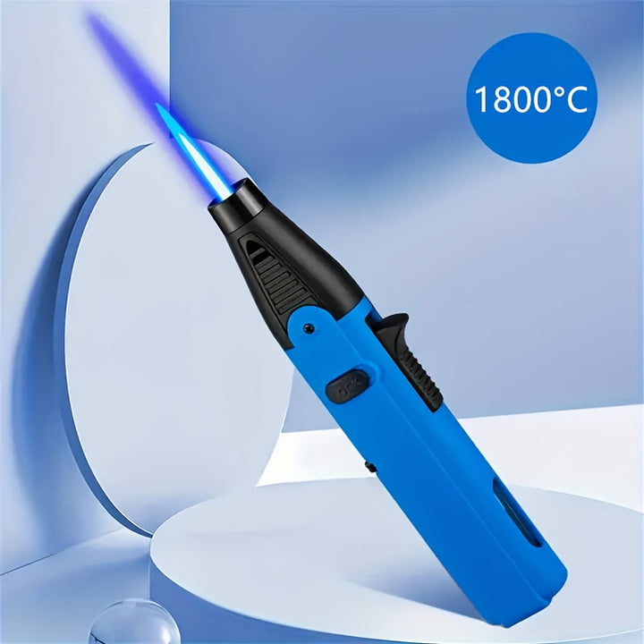 1pc Briquet Torche Flamme Bleue, Briquet Gaz Liquide ABS Haute Température 1800°C avec Verrou de Sécurité, Flamme Jet Butane Résistante au Vent Rechargeable pour Bougies, BBQ, Cuisinière, Camping - Idéal pour la Saint-Valentin, Noël, Halloween, Nouvel An