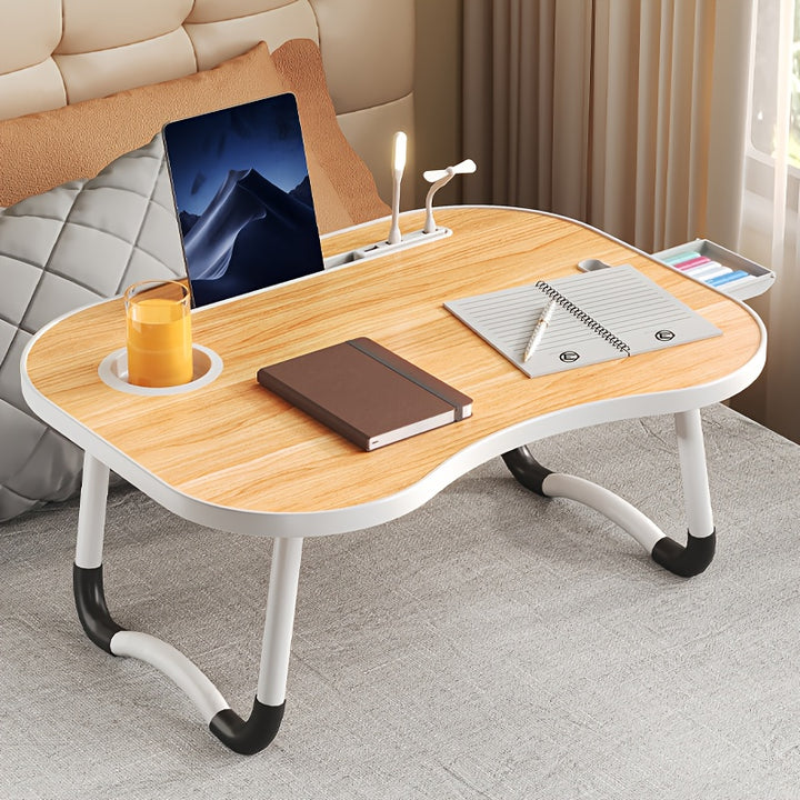 Portable Laptop Bed Table With Cup Holder, Multifunctional Tray Holder With Tablet Card Slot