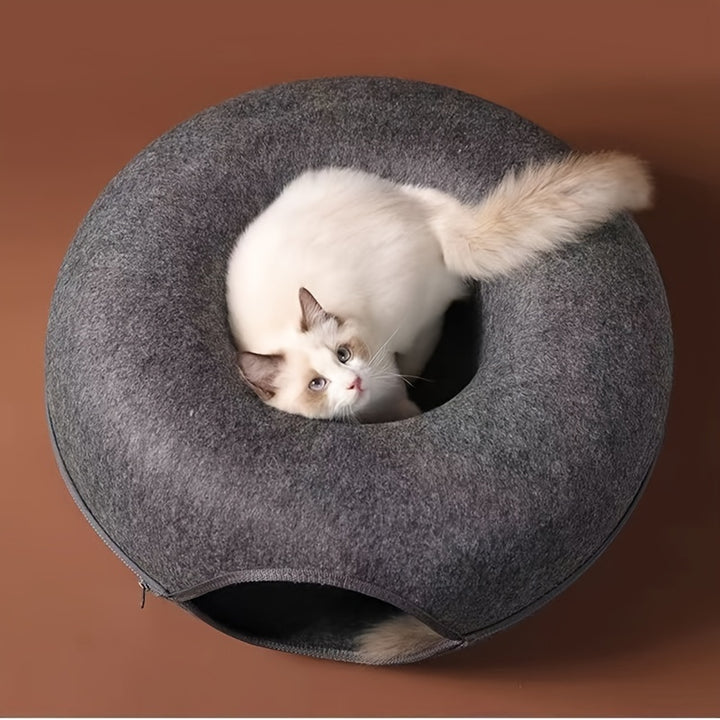 Spacious Multi-Cat Donut Bed - Detachable, Washable, Scratch-Resistant, Large Capacity for Indoor Cats - Perfect for Big Felines and Multiple Pets