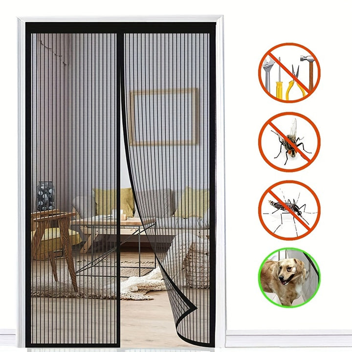 1pc Modern Magnetic Door Curtain, Summer Anti-Insect Fly Screen, Automatic Closing Invisible Mesh Net For Kitchen & Living Room, Indoor Use