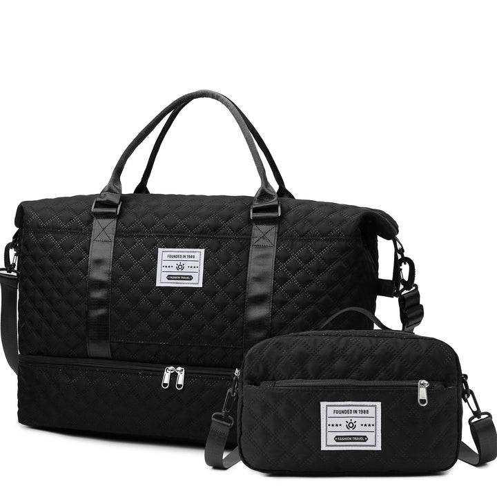 Large Capacity Water-Resistant Travel Duffle Bag - Fashionable Polyester Gym Yoga Tote with Adjustable Strap, Zipper Closure, Polyester Lining - Hand Washable