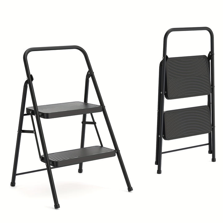 Échelle pliante robuste 2/3 marches avec capacité de 800 lbs - Escabeau avec poignée de confort - Idéal pour la maison, la cuisine et le bureau