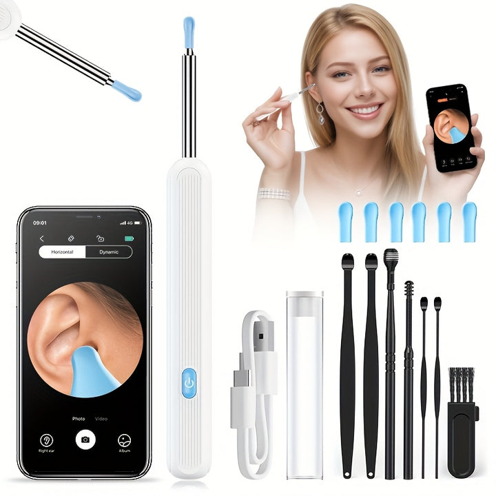 [Wi-Fi Ear Cleaner] INSKAM Wi-Fi Enabled 1080P Ear Wax Removal Tool with Camera, Ear Cleaning Kit, Rechargeable Lithium Battery, 6 Spoons, Ear Tweezers for Ear Care