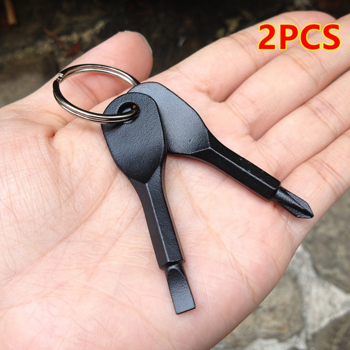 2pcs Mini Screwdriver Keychain - Compact Metal Tool for Everyday Use, No Electricity Needed