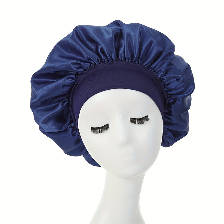 1 pieza de Bonete de Satén Sedoso para Cabello Rizado - Gorro de Noche de Banda Ancha para Niñas y Mujeres - Funda para el Cabello Suave y Cómoda para Dormir y Estilizar