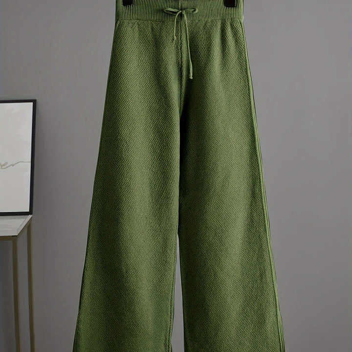 [Conjunto de Dos Piezas de Punto Casual] Conjunto de Pantalones de Punto Casual de Otoño e Invierno para Mujeres, Suéter Suelto y Pantalones de Pierna Ancha, Conjunto de Dos Piezas