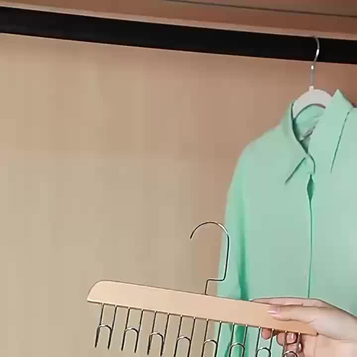 Heavy-Duty Space-Saving Hanger Hooks - Underwear, Hats, Bags Organizer - Sturdy Recycled Wood Hooks for Closet, Dorm, Retail Stores - Closet Organizer with Hanging Rack, Retail Display Accessories, Wave Pattern Design, Metal