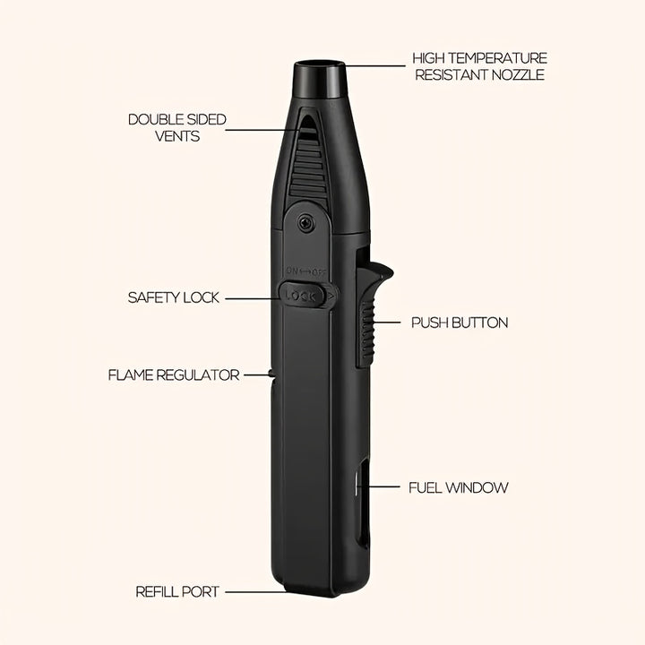 1pc Briquet Torche Flamme Bleue, Briquet Gaz Liquide ABS Haute Température 1800°C avec Verrou de Sécurité, Flamme Jet Butane Résistante au Vent Rechargeable pour Bougies, BBQ, Cuisinière, Camping - Idéal pour la Saint-Valentin, Noël, Halloween, Nouvel An