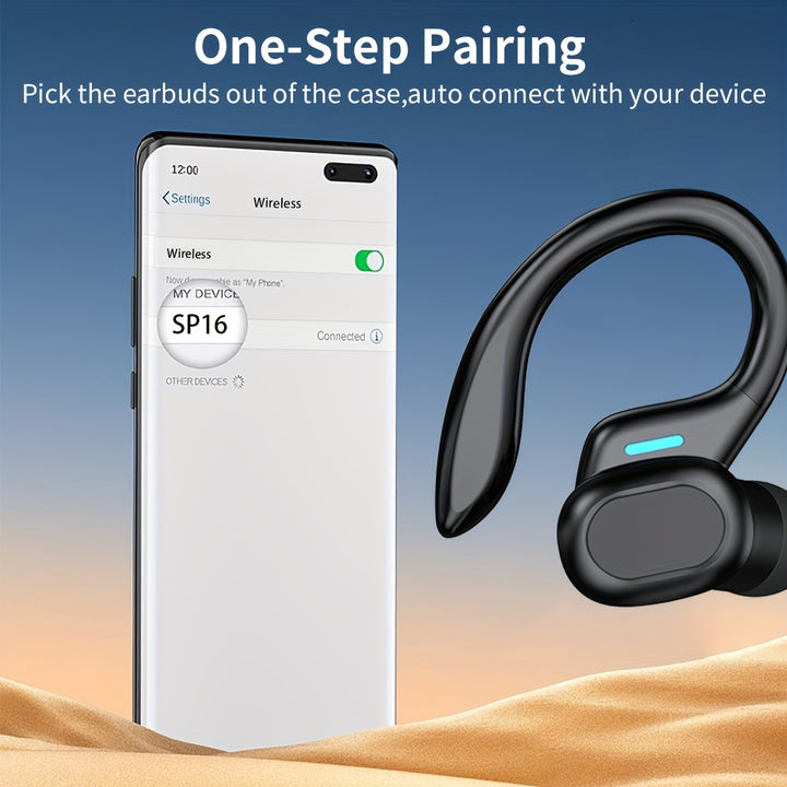 LIFEBEE 300mAh True Wireless Earbuds - ENC Noise Cancelling, Touch Control, Wireless Sports Earhook, LED Display Charging Case - Semi-Open-Back, Compatible with Cellphones, Type-C Charging, 2.5W-10W Power Range, for Adults -