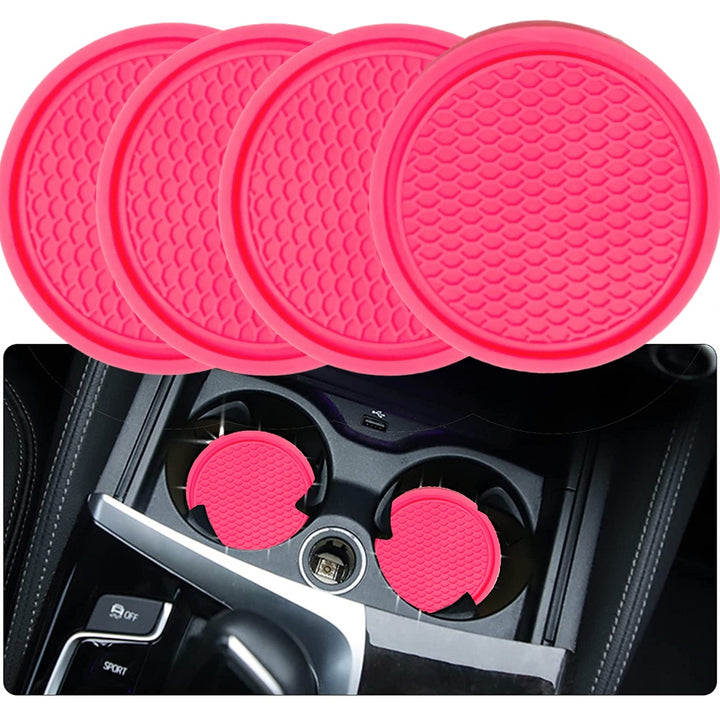 ZukMi Car Cup Coaster, Auto Car Cup Holder Insert Coasters Silicone Anti-Slip Drink Car Cup Mat, Universal Vehicle Interior Accessories 4pcs