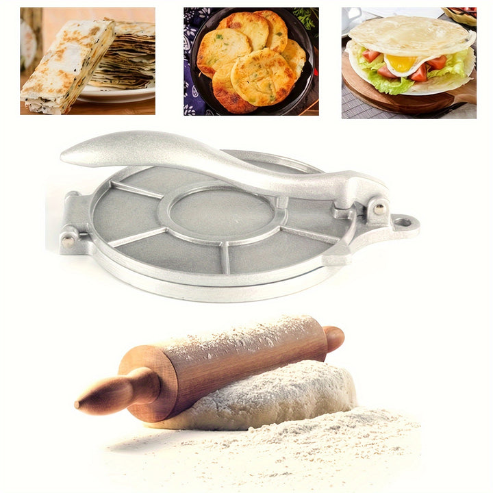 6.5 Inch Corn Tortilla Press Dough Press Corn Tortilla Maker Corn Tortilla Manufacturing Machine Press Press Cutter Patty Rotating Pizza Press Silvery