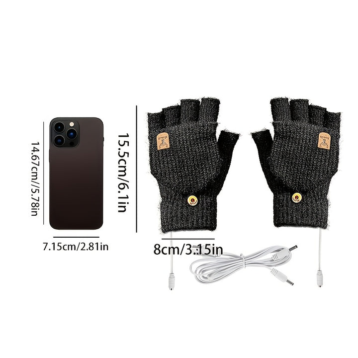 [Heated Fingerless] USB Heating Gloves | Knitted Fingerless | Washable Design | Winter Hand Warmth | Laptop Gloves