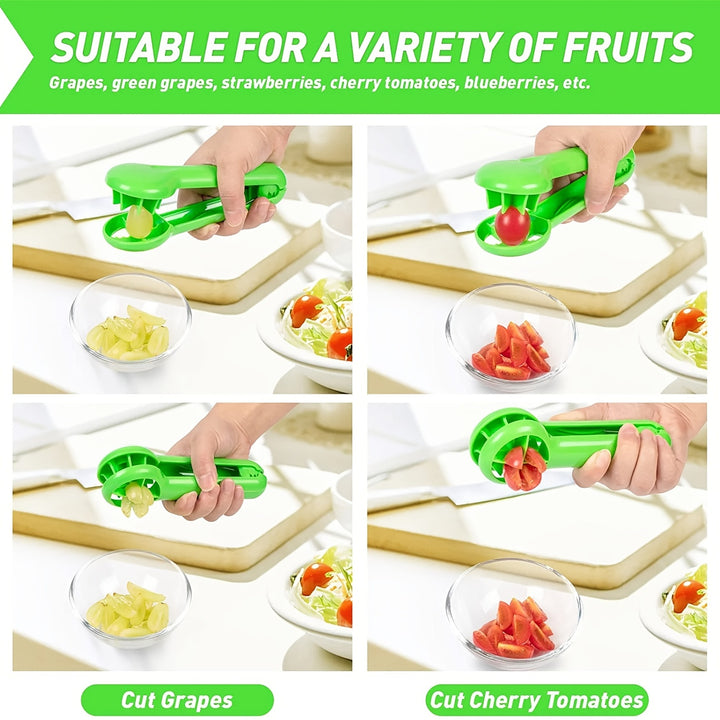 PANCERKA Portable Fruit Cutter - No Blade, Easy Grip Handle, Ergonomic Design for Safe Slicing, Dishwasher Safe, Ideal for Grapes, Cherries, Tomatoes, Strawberries, and Small Fruits, Fruit Slicing Tool | Ergonomic Handle | Du