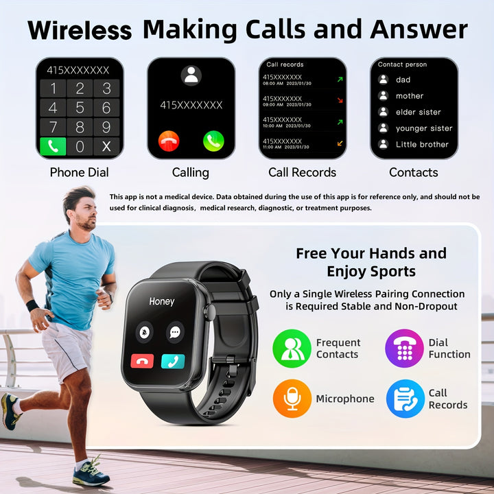 Smart Watch (Answer/Make Calls), 2025 Latest 1.85 Inch Smart Watch, 100+ Sports Modes Sports Watch, Pedometer/Calories, Multiple Sports Modes, Women Men Smart Watch for Android and iPhone Mobile Phones