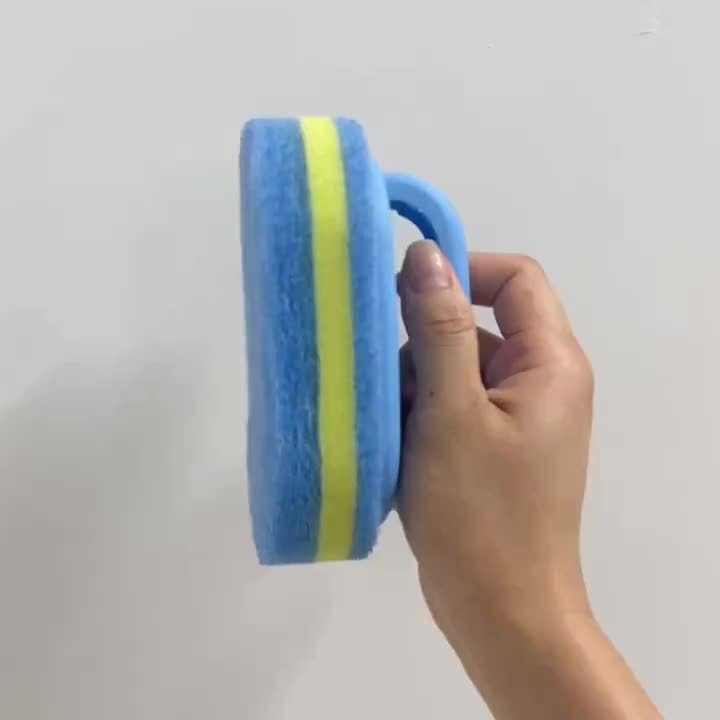 1pc Ergonomic Magic Sponge Scrubber with Handle - Reusable, Non-Electric Cleaning Tool for Sparkling Kitchen & Bathroom Surfaces, Ideal for Glass, Walls, Toilets & Ceramics, Halloween gift, Christmas gift