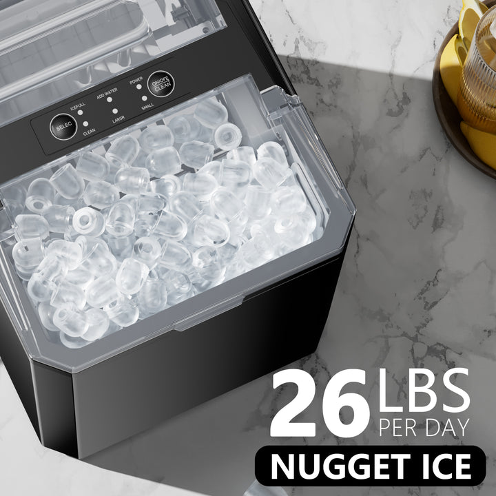 Upgraded Countertop Ice Maker with Free Ice Shovel, 9 Cubes in 6 Mins, Portable Self-Cleaning Ice Machine, 2 Sizes of Bullet Ice, Ice Scoop, Basket and Handle Included, Ice Cube Maker for Home Kitchen Party Camping
