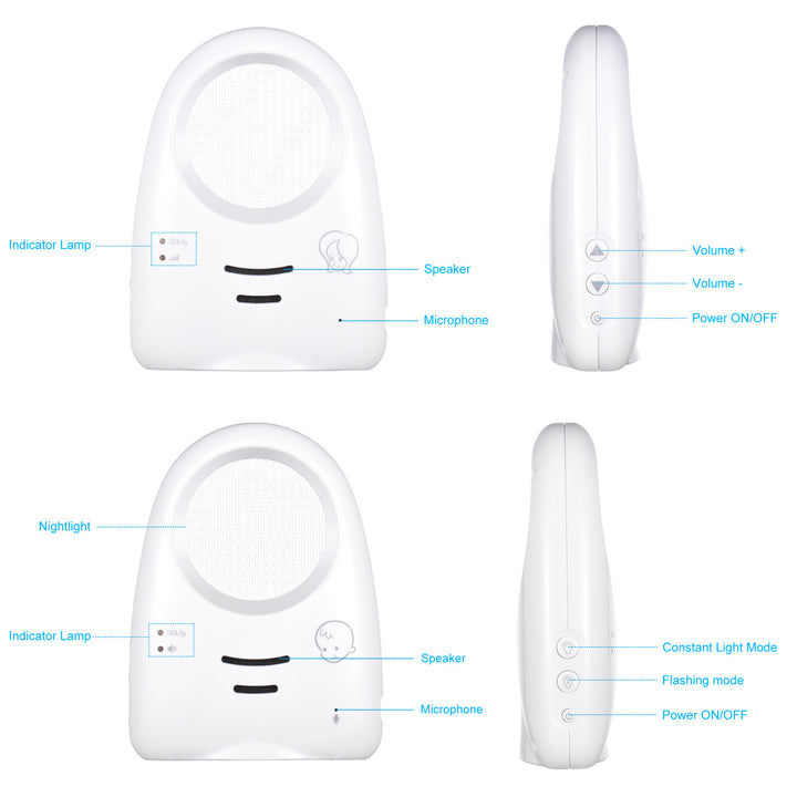 TOMSHOO Crystal Clear Youngsters Monitor - Portable 2.4GHz Wireless Audio with One-Way Talk, Sensitive Cry Detection