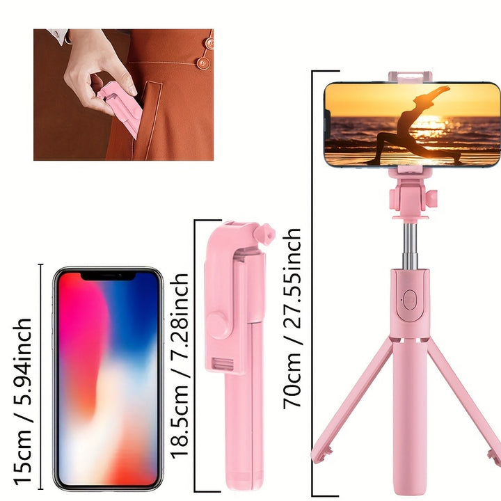 1pc Versatile Selfie Stick Phone Holder With Wireless Remote Control, Allowing 360° Rotation, Perfect For Travel, Compatible With iPhone/Samsung/Android Smartphones.