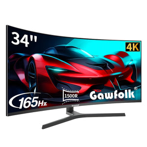 Gawfolk 34-Inch UWQHD Monitor - Upgraded 3440x1440P, 1500R Curved Screen, 165Hz Refresh Rate, Adjustable Height & Swivel, VA Panel, DisplayPort+HDTV, VESA Compatible