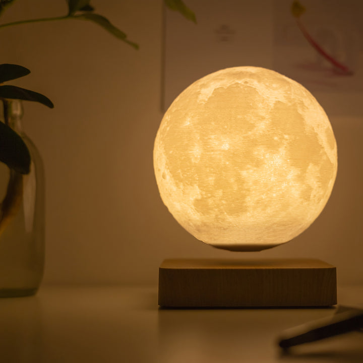 Romantic Decorative Interior Atmosphere Lamp Star Night Light Moon Levitating Moon Table Lamp, Magnetic Floating Night Light With 3 Lighting Modes, 3D Printed Levitation Bedside Table Lamp For Office Bedroom Home Decoration