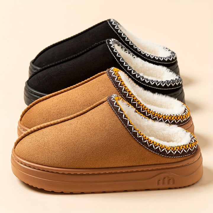 Winter Indoor and Outdoor Solid Color Thick Sole Anti-slip Lightweight and Warm Indoor Women's Slippers