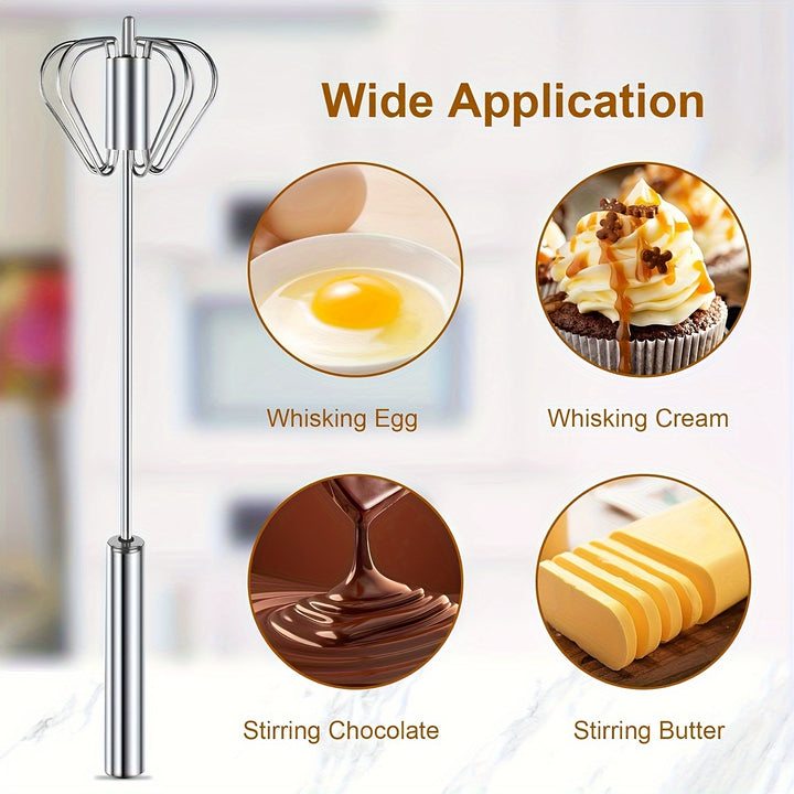 1pc Multifunctional Stainless Steel Whisk & Milk Frother, Home Baking Tools, Cream Egg Hand Blender, Household Push Blender Blender - Egg Whisk, Milk Frother, Hand Push Blender Blender Multi-Tool Eid Al-Adha Mubarak