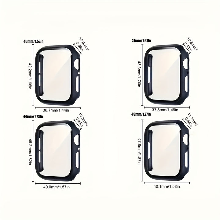 Coque en PC dur ultra-mince et cristal clair avec protecteur d'écran en verre trempé HD pour Apple Watch Series Ultra/10/9/8/7/6/5/4/SE - Bumper à couverture complète résistant aux rayures