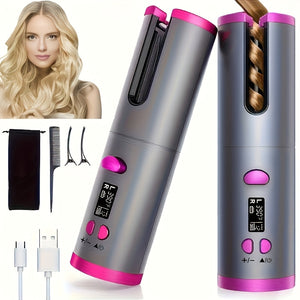 1pc Automatic Curler for Wonderful Locks - Fast Charging USB, Ceramic, 5 Heat Settings No Tangles - Very Suitable for Styling and Special Occasions, Including Elegant Gift Boxes