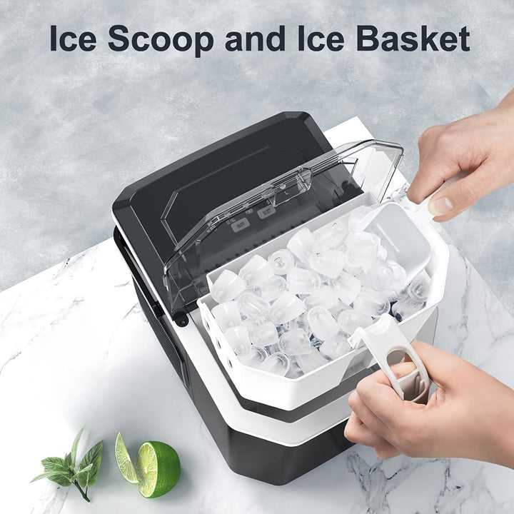 33/35 Pound Golden Nugget Ice Machine And 26 Pound Bullet Ice Machine, Chewing Ice Maker, Portable Ice Machine Desktop, Automatic Cleaning Portable Ice Machine With Basket And Spoon, One Click Operation For Home/kitchen/campi