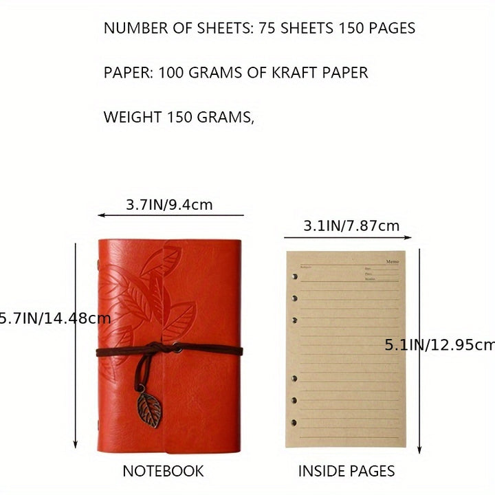 1 Vintage-Style Notebook with 75 Sheets of Kraft Paper Inside - A Unique Surprise Gift