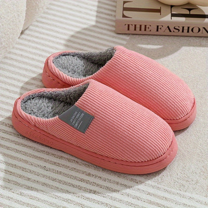 Winter Warmth, Cozy Men's Fleece-Lined Slippers - Warm, Non-Slip, Casual Indoor/Outdoor Shoes for Fall & Winter, Slippers, Warm, Vertical Stripes